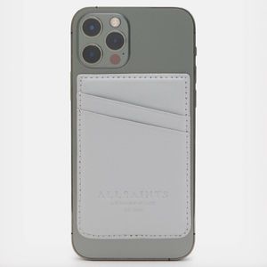 ALLSAINTS Callie Magnetic Leather Cardholder Cement Grey